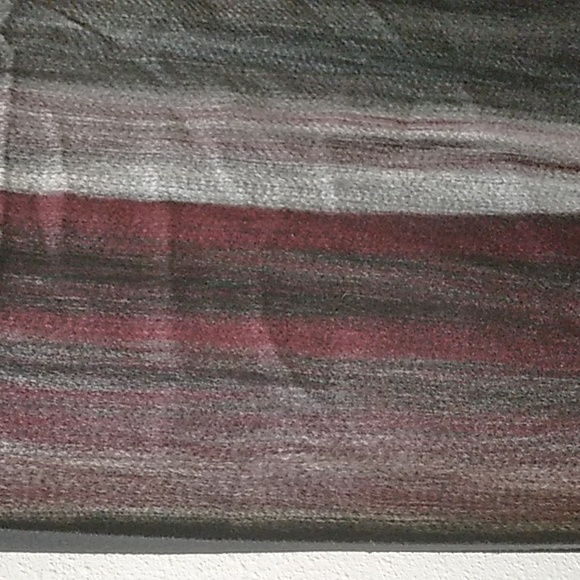 Large Striped Black Gray and Purple Fringe Scarf - Picture 4 of 9